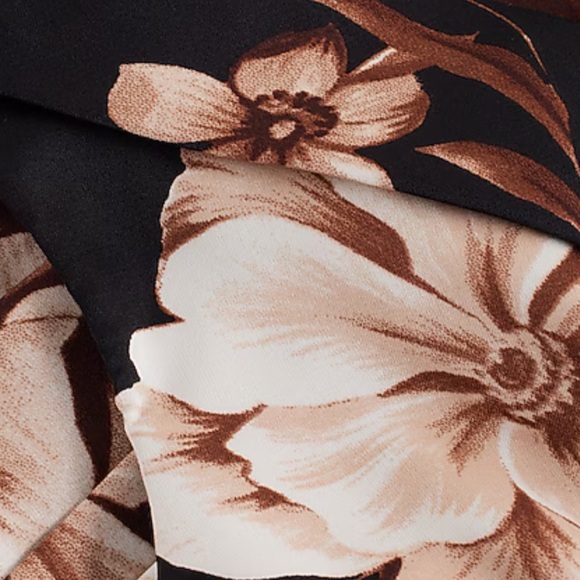 NWT Express Satin Floral Draped Neck Ruched Midi Sheath Dress Size 2 - Picture 6 of 12